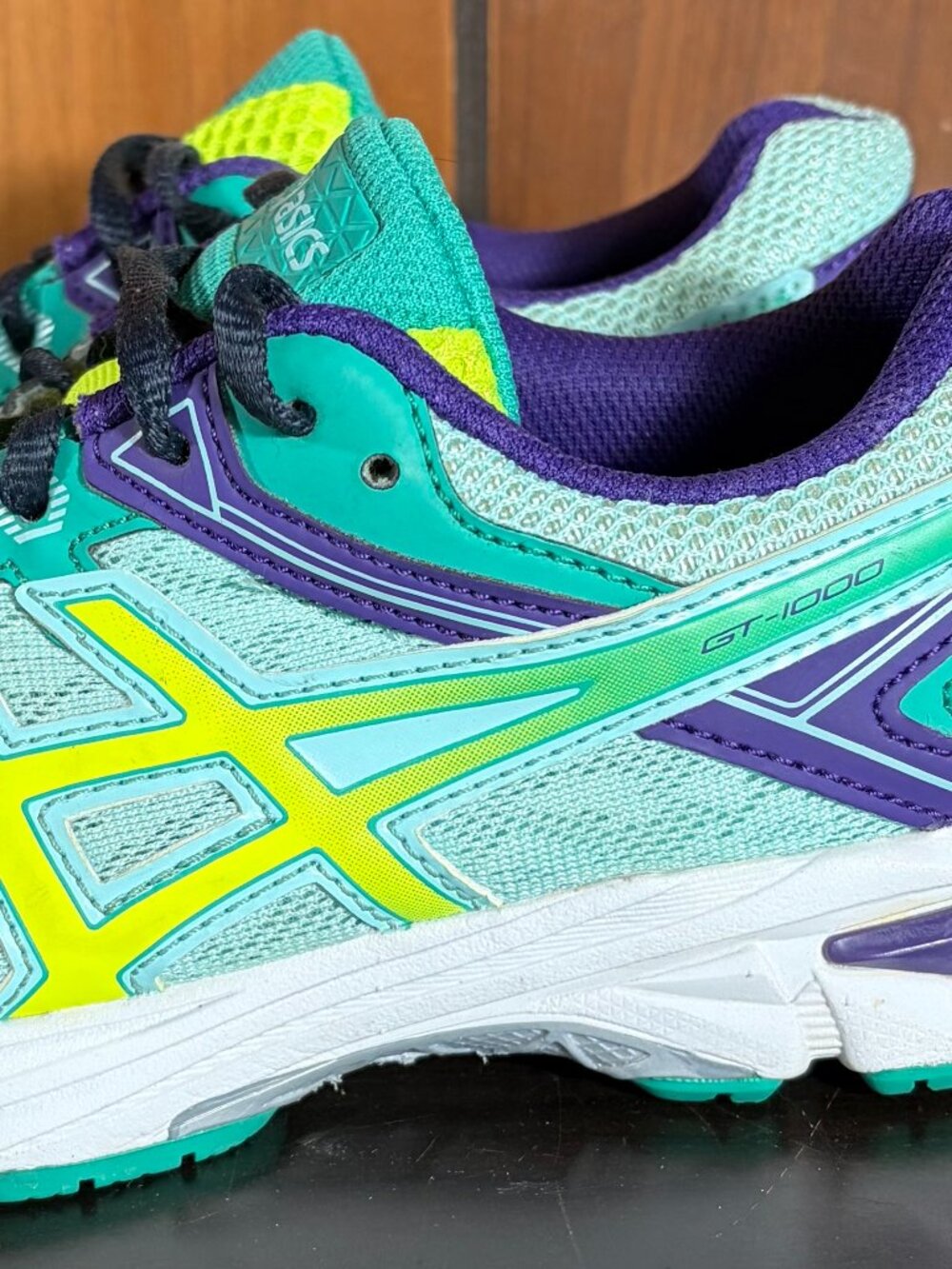 Asics Gel GT1000 4 GS Womens Running Shoes Mint Green Purple Sz 4.5 - GUC